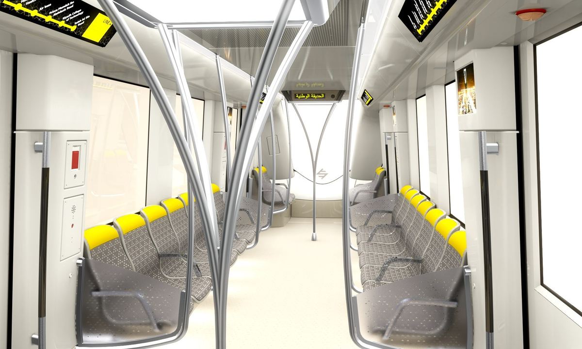 Carriage interior with yellow seats